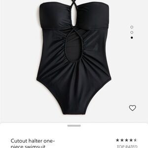 J. Crew Black Cutout Halter One-Piece Swimsuit